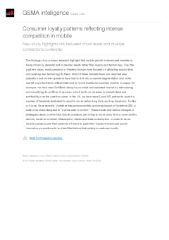 Consumer loyalty patterns reflecting intense competition in mobile - New study highlights link between churn levels and multiple connections ownership