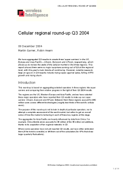 Cellular regional round-up Q3 2004